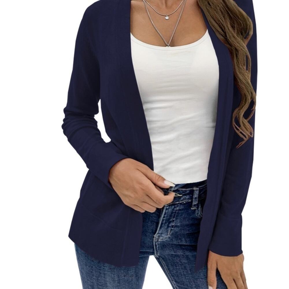 Open Front Lightweight Cardigan women’s Size Medium Navy Blue NWT Othyroce